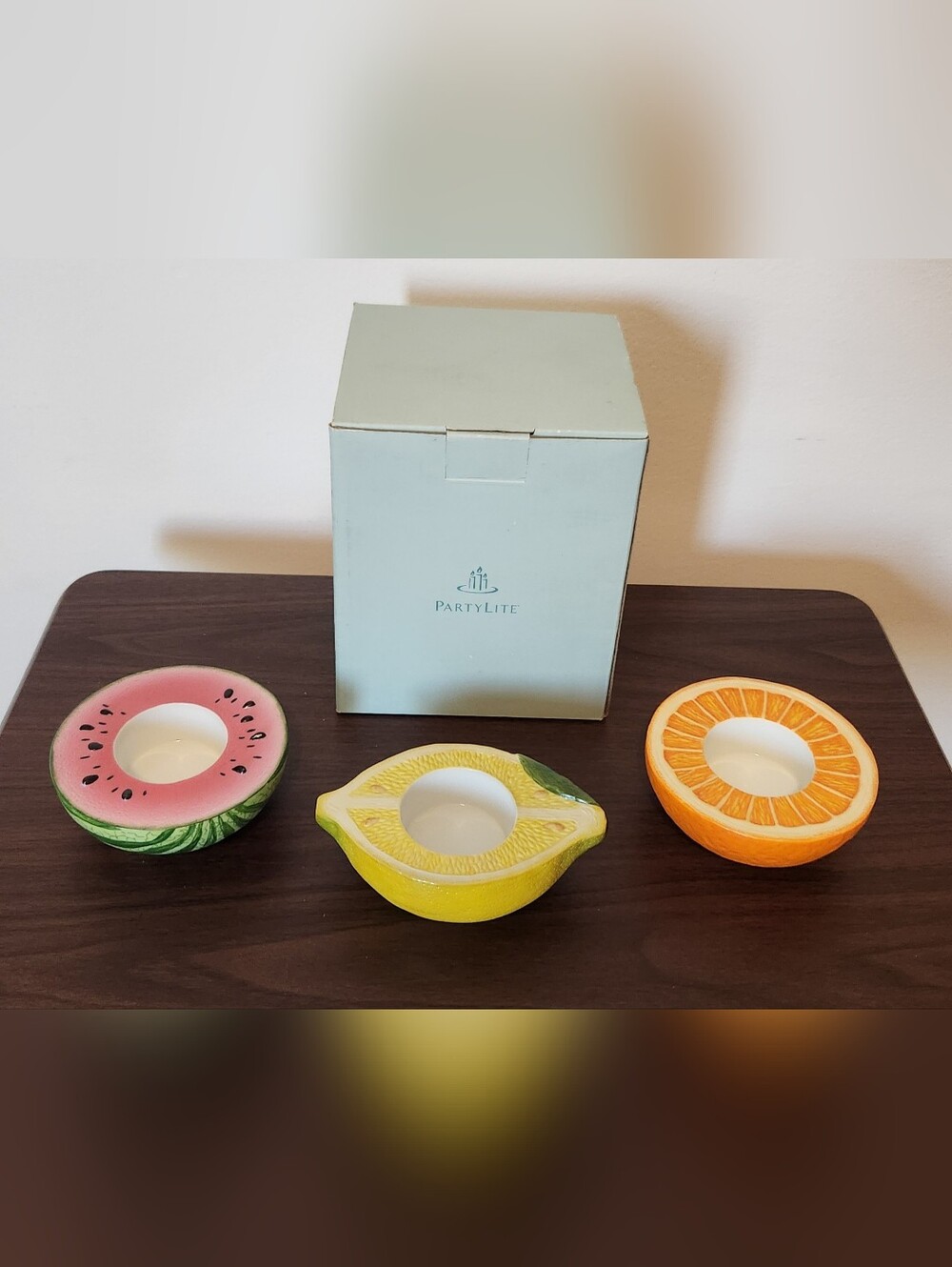 PartyLite Candle Holders Summer Fest Fruits Trio Tea Light Set P9519